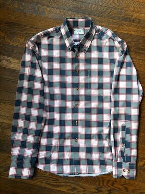 & Collar Men's Blue Plaid Button-Down Shirt